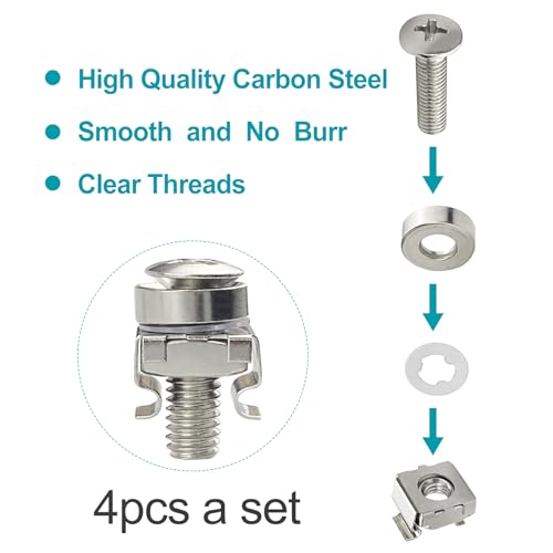 40Pcs M5 M6 Cage Nuts,Cabinet screws Rack Mount Server Shelves Bolts & Washers Nut Tool Bolts Washers Set for Network Cabinets(with Screwdriver) - Image 2