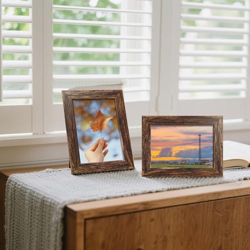 Image of BESCRCL 3.5x5 Picture Frame, Photo Frame for Wall Mounting or Tabletop Display, Brown