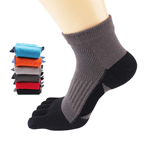 YAOBAO Mens Cotton Toe Socks 6 Pairs Breathable Comfortable Sports Running Five Finger Socks For Men