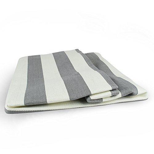 DII Durable Woven Striped Storage Bin Collapsible with Soft Rope Handles Reinforced with Metal Grommets, Small, 11x10x9", Gray - Image 4