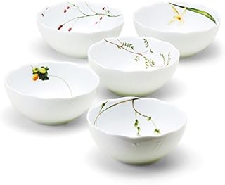 Narumi 40912-32841 Satanagoyomi Bowl Set, Floral Pattern, Diameter 5.1 inches (13 cm), Set of 5, Microwave Heating Compatible, Made in Japan