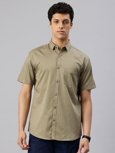 Image of Majestic Man Slim Fit Pure Cotton Half Sleeve Solid Casual Shirt