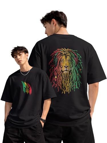 Image of fanideaz Mens Oversized Printed Half Sleeve Branded Cotton T-Shirt for Mens || Back Printed t Shirts for Men || Oversized t Shirts for Men