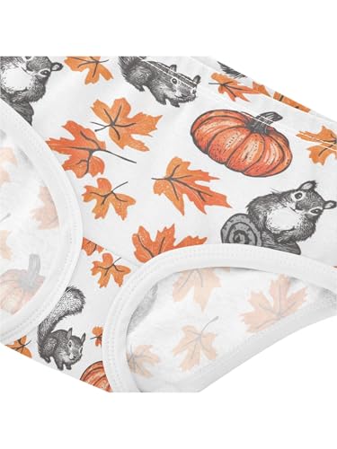 ZZKKO Maple Leaf Pumpkin and Squirrel Girls Underwear Toddler Panties for Girls Comfort Brief Size 2T4