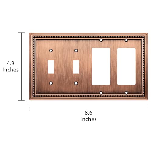 Image of Sunken Pearls Decorative Wall Plate Switch Plate Outlet Cover (Double Toggle /Double Decorator, Antique Copper)