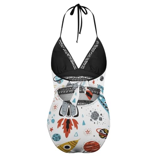 Maillot de bain une pièce galbant Fusée monokini anti-chlore extensible - 5