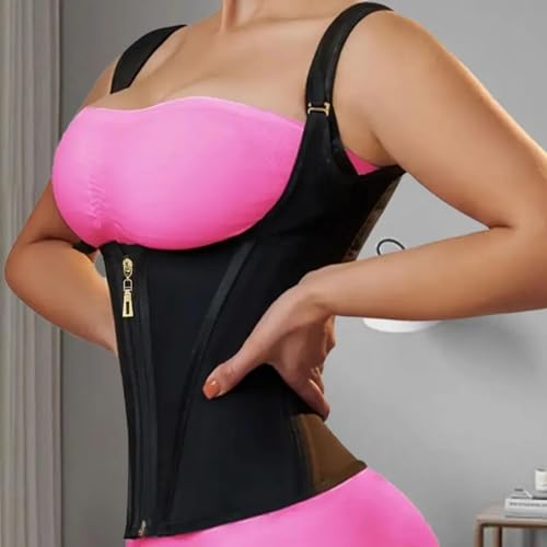 Women Double Compression Waist Trainer Corset Adjustable Straps Steel Bone Support,Zipper Hook Flat Belly Body Shaper Belt2