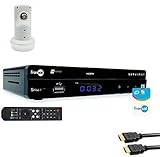  Servimat - Receptor de TV Satélite HD + Tarjeta Fransat PC6 + Cable HDMI + LNB Single