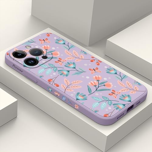 Coque iPhone 15 Pro Max motif floral violet doublure douce antichoc