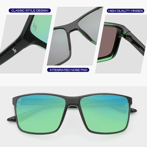 Image of Men's Polarized Sunglasses, Square Rubber Frame Carbon Fiber Temple Fishing Driving Sun Glasses UV Protection RFS8205