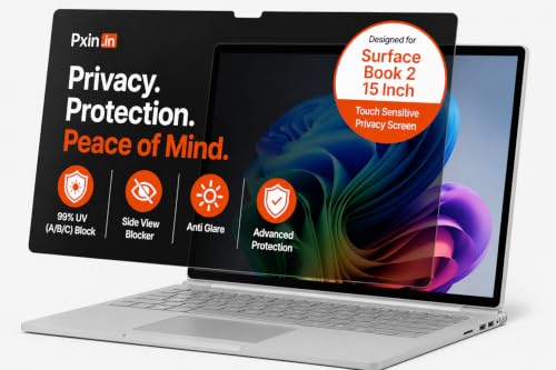 Image of Pxin Aura | Compatible with Microsoft Surface Book 2 15 Inch | Touch Sensitive Privacy Screen | Anti Blue | Anti Glare | UltraThin for Hyper Touch | Anti UV | Privacy Filter