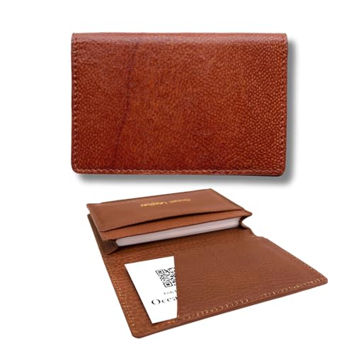 名刺入れ (ブリ/Chestnut Brown)フィッシュレザー 革 レザー 革小物 Ocean Leather 魚 鱗 LATBX067-02