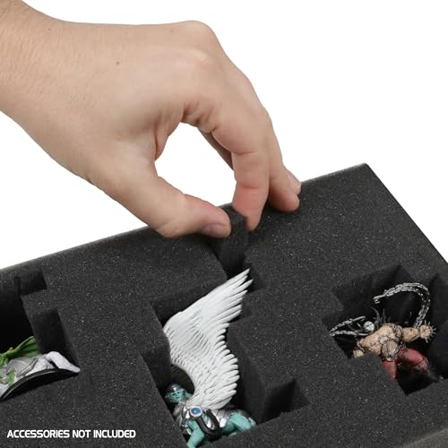 Image of ENHANCE Wide Base Miniature Satchel - Compact Storage & Carrying Case for DnD Miniatures with Strap, 3 Foam Trays (2 Pre-Cut and 1 Pick & Pluck Tray) - Fits Minis 25mm to 40mm (Small - Wide Base)