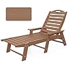 Ciokea Chaise Lounge Chair Outdoor with Wood Texture Adjustable 5 Position Chaise Lounge Outdoor Patio Lounge Chair for Poolside Backyard Teak