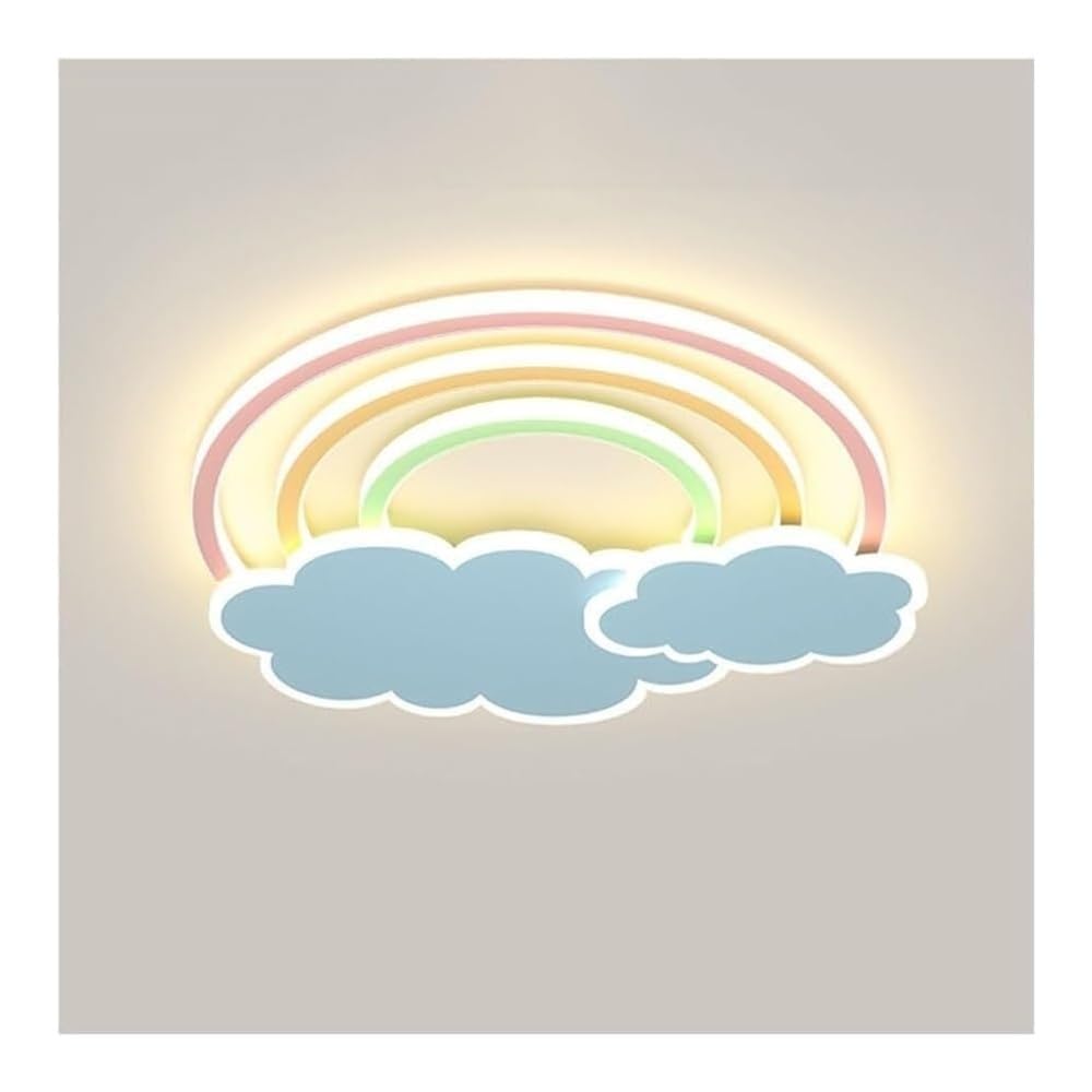 Plafonnier rond nuage bleu et jaune pour une chambre d'enfant douce