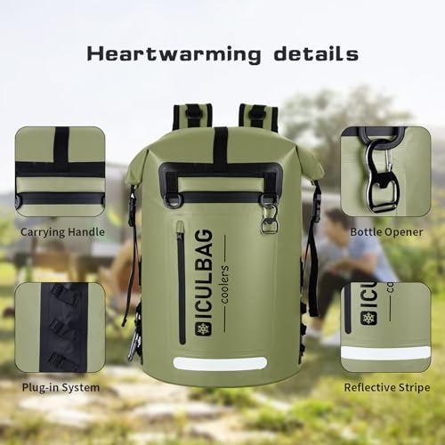 Iculbag 35L Cooler Backpack (48 cans) — Army Green — view 5