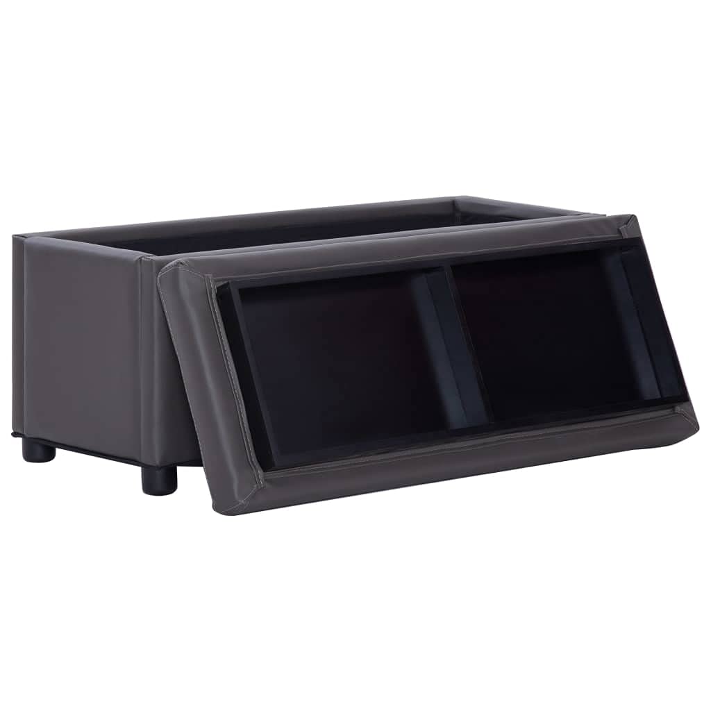 Homgoday Baúl de 87,5 cm gris de piel sintética, mueble de baúles y baúles para exteriores, caja de jardín, porta herramientas de jardín, puf de exterior, baúl de exterior