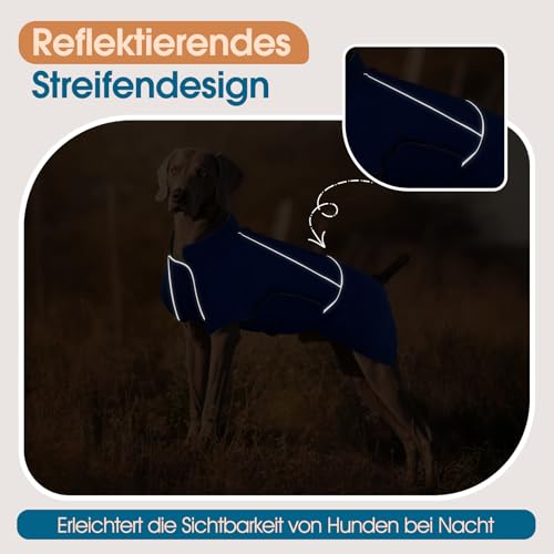 Katzinst Hundemantel Wasserdicht Große Hunde, Regenmantel Hund, Hundejacke Winter Warmer Hunderegenmantel für Große Hunde, Hundemantel Deutsche Dogge Blau 4XL