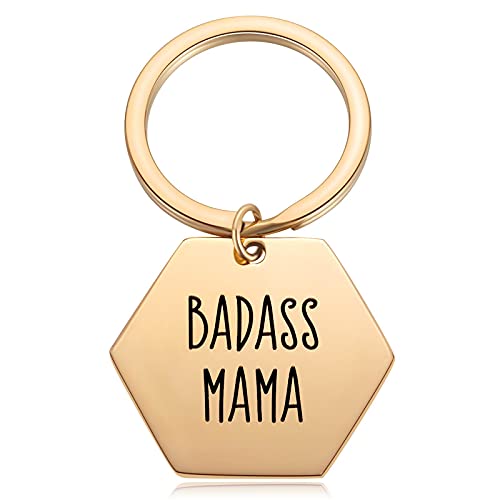 BADASS MAMA Keychain - Son to Mom Birthday Gifts -