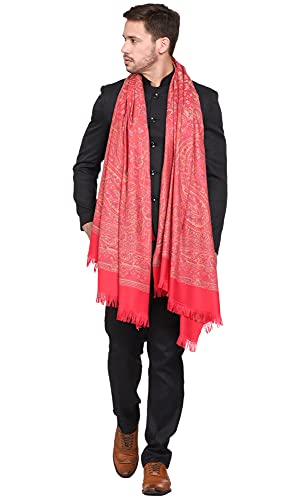 Image of Weavers Villa Men's Paisley Design Woven Poly Wool Blend Gents Shawls, Muffler, Stoles for Men