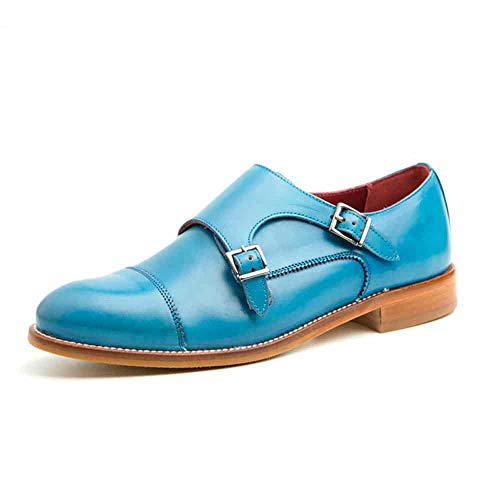 Beatnik Shoes Zapatos de Doble Hebilla Estilo Monk Strap Azul de Mujer en Piel Beatnik June Blue. Talla: 37 Cover