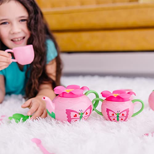 Melissa & Doug Bella Butterfly Pretend Play Tea Set (Food-Safe Material, Frustration-Free Packaging, Great Gift for Girls and Boys - Best for 3, 4, and 5 Year Olds)