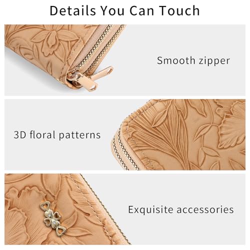 Image of RNIEGA Wallets for Women RFID Blocking Leather Women's Wallet Large Capacity Double Zip Wristlet Clutch | Credit Card Holder Ladies Phone Purse