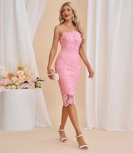 Image of Cololura Women Elegant Floral Lace Sexy Off Shoulder Evening Gown Party Cocktail Bodycon Midi Dress