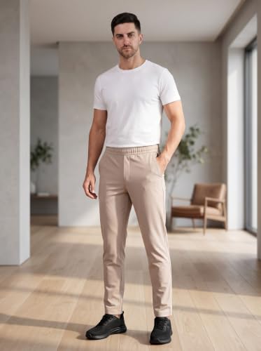 Image of SaintX Men's 4-Way Stretchable Athleisure Pants | Sweat Wicking Fabric | Slim Fit | Active - Sports Wear | Travel, Lounge & Casual Wear | Stylish Back Zipper Pocket | Available in Plus Size (ST06)