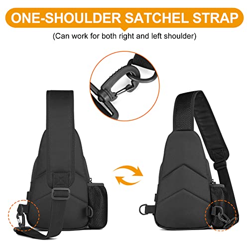 HUNTVP Taktisch Brusttasche Military Schultertasche Tactical Chest Sling Pack MOLLE Armee Crossbody Bag Militärisch Umhängetasche Mini Single Strap Rucksack für Reisen Wandern Camping,Typ-1 Schwarz