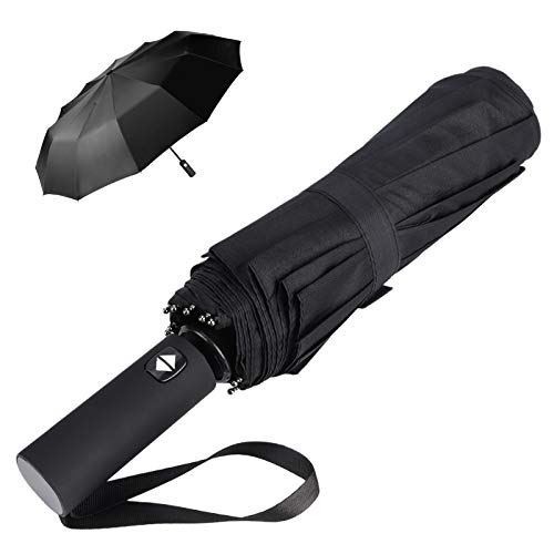Rain Umbrella, Mini Black Sun Umbrella Foldable Full Automatic For Outdoor Travel