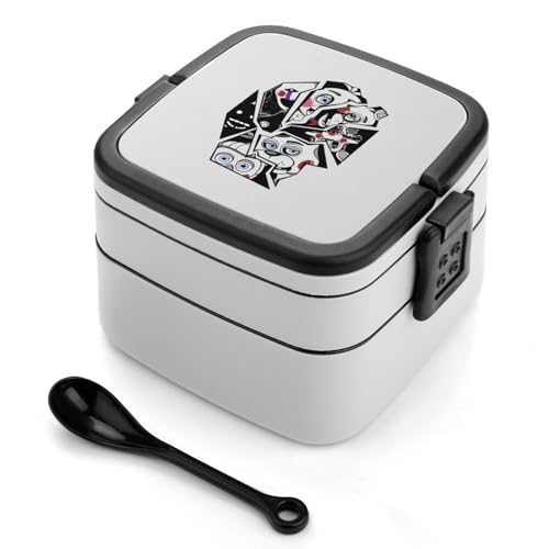 2段式 大容量1000ml ランチボックス 弁当箱 ファイブナイツアットフレディーズ 二層構造 PP素材 軽量&密封防漏タイプ スプーン付き 仕切り付き 食品の味をキープ お弁当 ピクニック 通勤 旅行に最適