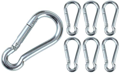 Branded Boards Heavy Duty Zinc-Galvanized Steel Carabiner Spring Snap Clip Link Hooks. 200-400lb