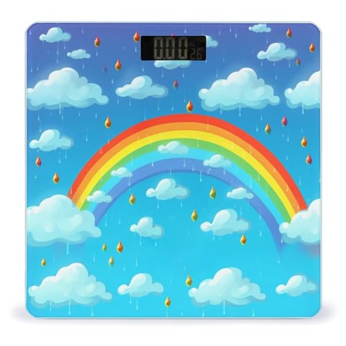 Báscula digital de baño con diseño Rainbow Clouds Raindrop miniatura 1