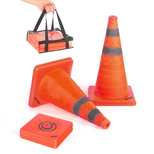 Image of BATTIFE 2 Pack 18 Inch Collapsible Traffic Cones, Orange Safety Cones