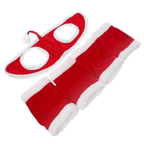 Système de cheval de costume de Noël Alasum avec protège-jambes en velours rouge réglable
