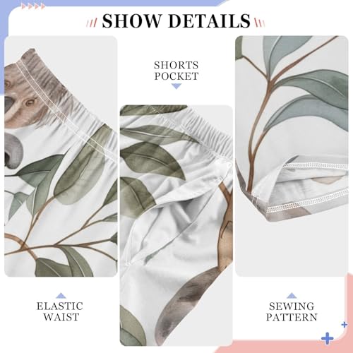 Cute Koala Leaves Boys Long Pants Soft Trousers Elastic Waist Kids Lounge Bottoms with Pockets S-XL4