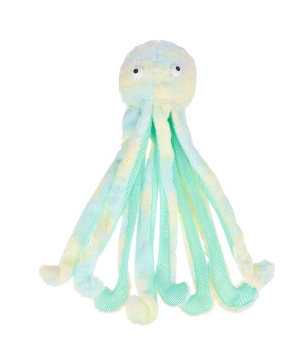 Dehner Lieblinge Hundespielzeug Mommy Octopus, Plüschtier Spielzeug für Welpen/ausgewachsene Hunde, inkl. Quitscher/Raschelpapier, ca. 17 x 63 cm, Polyester, blau/türkis/grün
