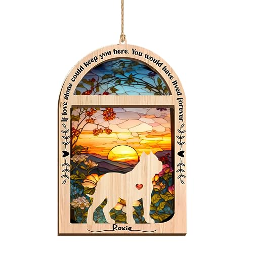 LOVELYPOD Personalized Presa Canario Christmas Ornament Suncatcher, Presa Canario Ornament with Name, Pet Loss, Gifts for Dog Lovers Loss of Dog, Memory Remember Dog, Sympathy Dog Window