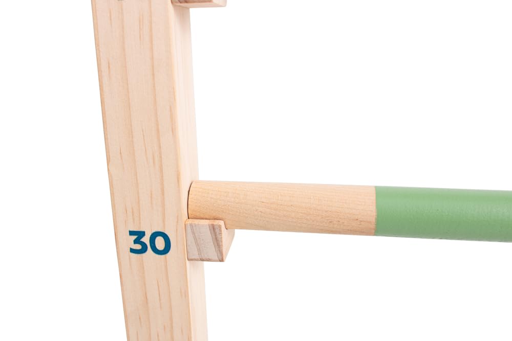 BS Toys Haie de Saut en Bois FSC pour Enfants - Obstacle réglable en Hauteur pour Saut d'obstacles - Jouet d'extérieur à partir de 6 Ans, Moyen