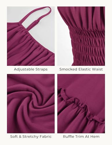 Image of GRACE KARIN Women's Summer Maxi Dress 2026,Smocked Ruched Bust Sundress with Adjustable Straps & Pockets-Beach Vacation Dress
