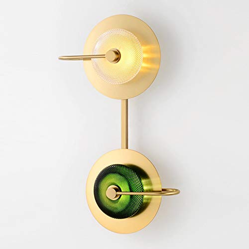 Lámpara de pared de doble cabeza redonda de vidrio, poste, sala de estar moderna, modelo de pared, lámpara de noche, decoración de pasillo, lámpara de pared dorada (5928CM)