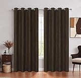Randall Faux Suede Window Curtain Panels 63 Inch Length with Grommet Top Coffee Solid Room Darkening Window Treatment Drapery Set for Bedroom/Living Room, Coffee Brown, 55'×63'×2