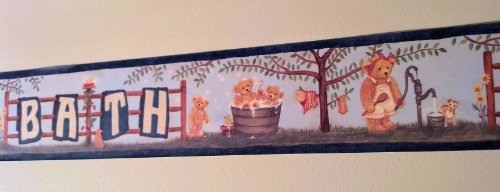 Bears Bathtime Bathroom Wallpaper Border - Blue - Mcb5222 #TOP2
