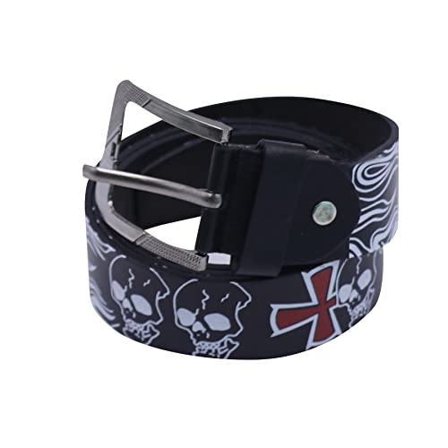 AIBEARTY Punk Skull Skeleton Pattern Pin Buckle Belt Gothic Casual Pu Leather Waistband for Women Men4
