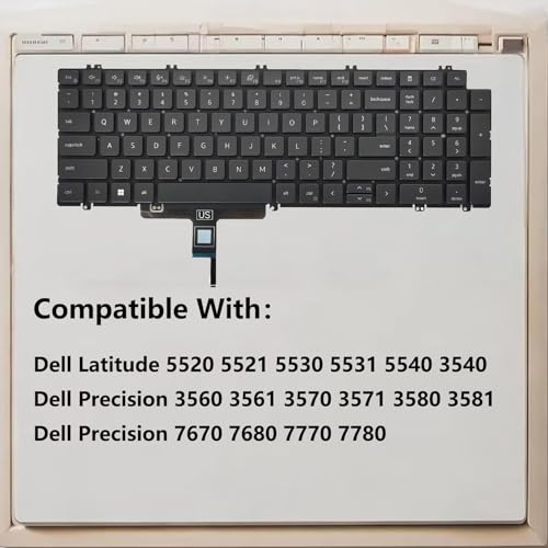 Image of Replacement Keyboard for Dell Latitude 5520 5521 5530 5531 5540,Latitude 15 3540, Precision 3560 3561 3570 3571 3580 3581 7670 7680 7770 7780 Series Laptop US Layout with Backlit N7N16 0N7N16