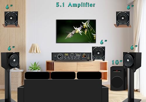 Image of TARGET TT-BK-AMP 826 Amplifier RMS 300 Watts 5.1 Channel Surround Six Tracks Stereo Amplifer Usb, Bluetooth, Av, MIC