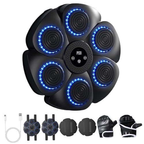 Un puñetazo, máquina de boxeo de música, música montada en la pared de la máquina de boxeo, para adultos y niños, tecnología de sincronización de ritmo, entrenador de fitness para el entrenamiento en