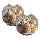 Cream Puffs Car Cup Holder Coasters - 2-Pack, 2.7-inch, Highly Versatile, Suitable for Female car Owners