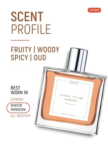 Image of EM5 Dark Plum Unisex Perfume | Fruity Woody Spicy Oud Fragrance | Eau de Parfum Spray | Strong & Long Lasting Scent | Luxury Gift for Him & Her | 50ml